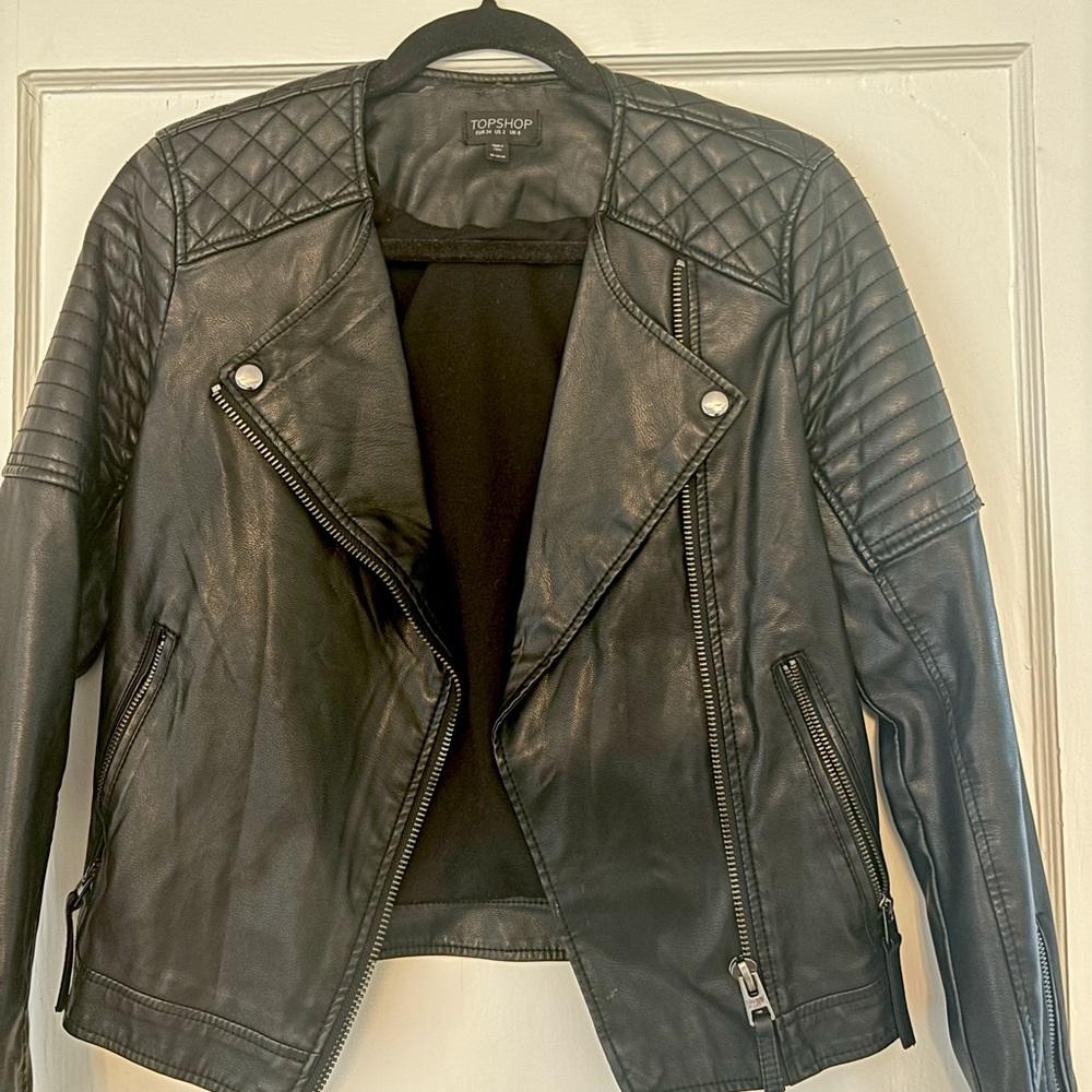 Topshop black leather jacket